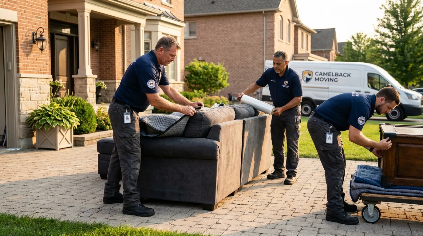 Large estate moving crew wrapping furniture in Flanagan, IL